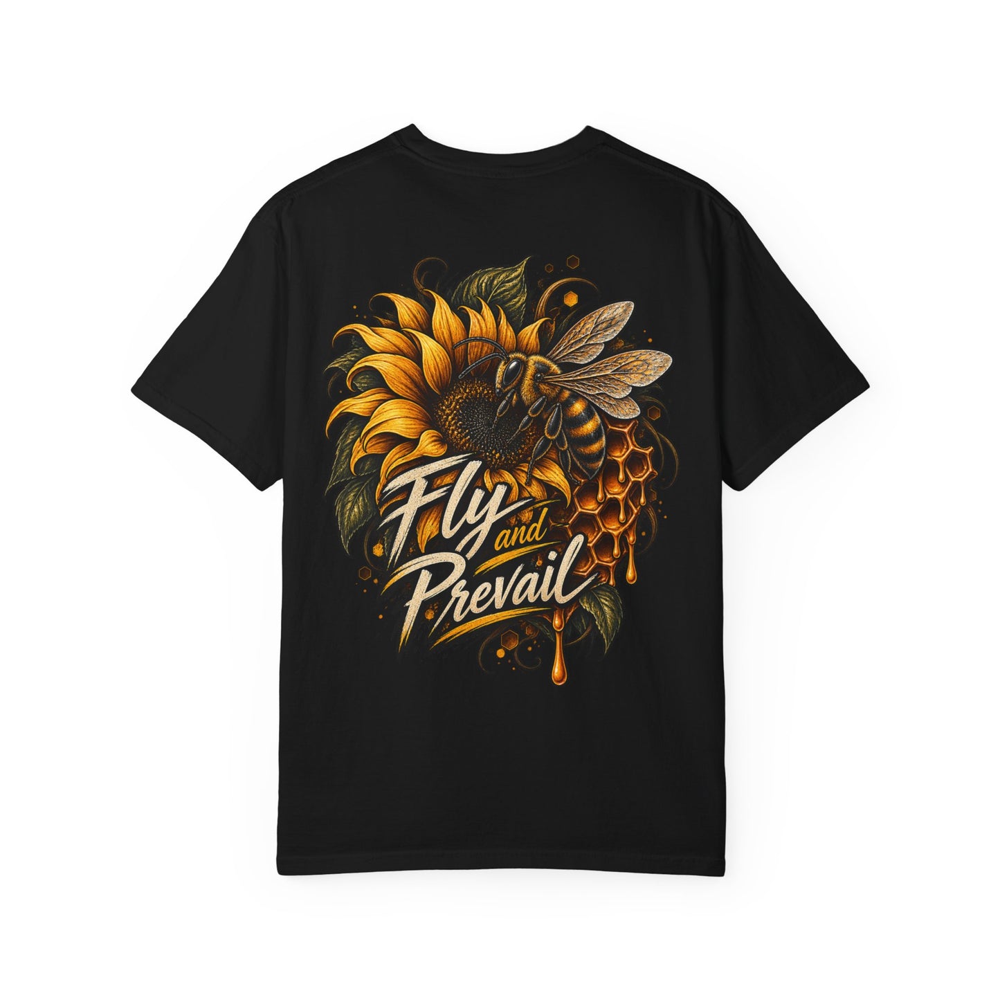 Fly and Prevail Graphic T-Shirt — Sunflower & Bee Illustration