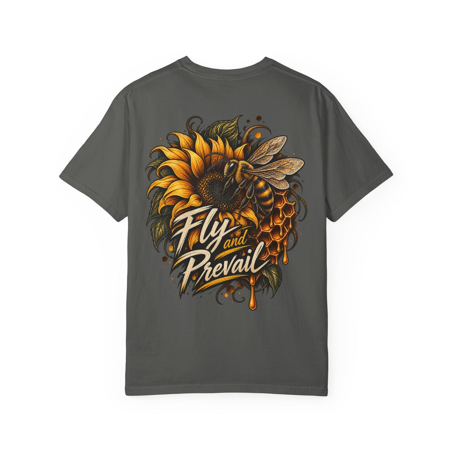 Fly and Prevail Graphic T-Shirt — Sunflower & Bee Illustration