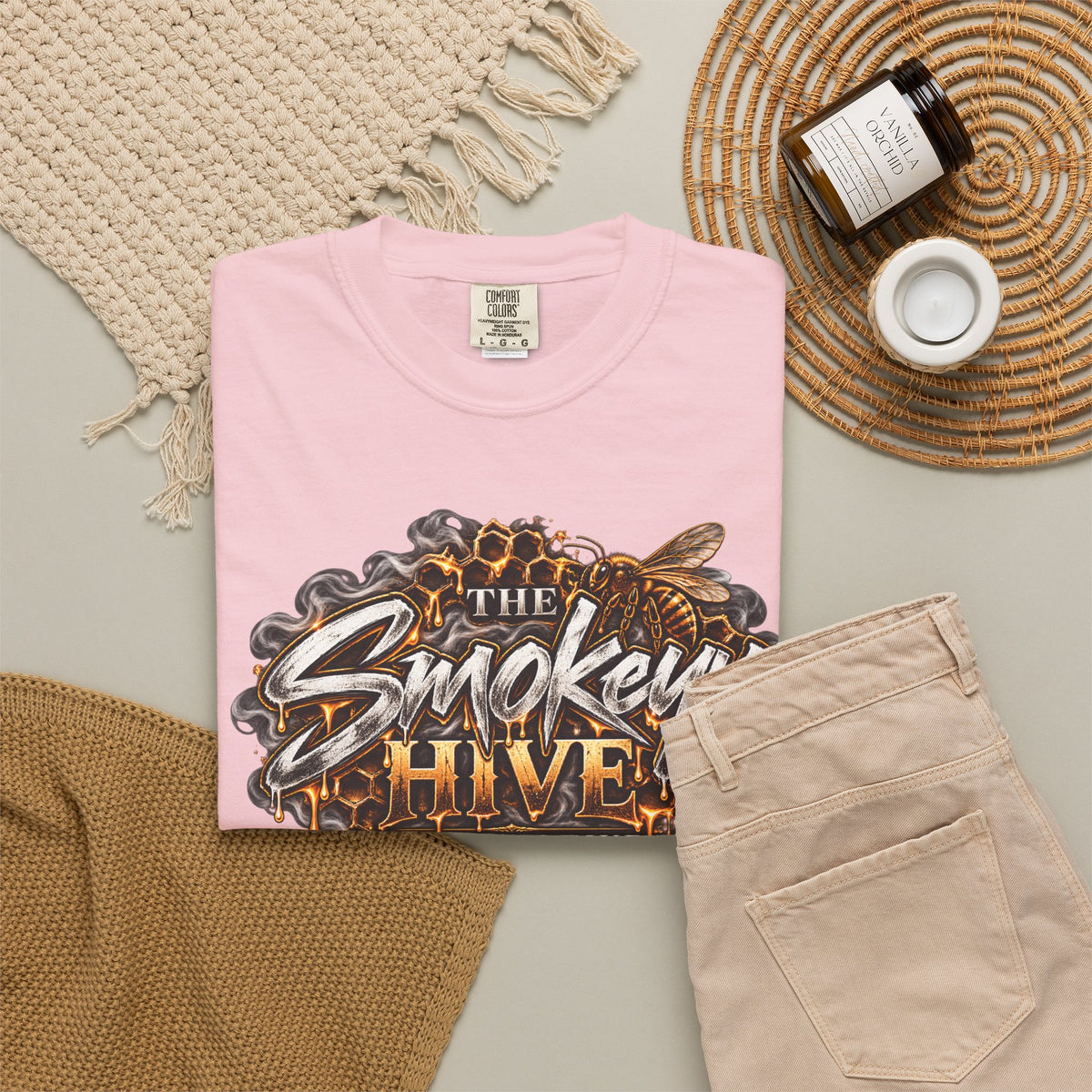 The Smokey's Hive Graphic T-Shirt Collab— Bee & Honeycomb Logo Tee