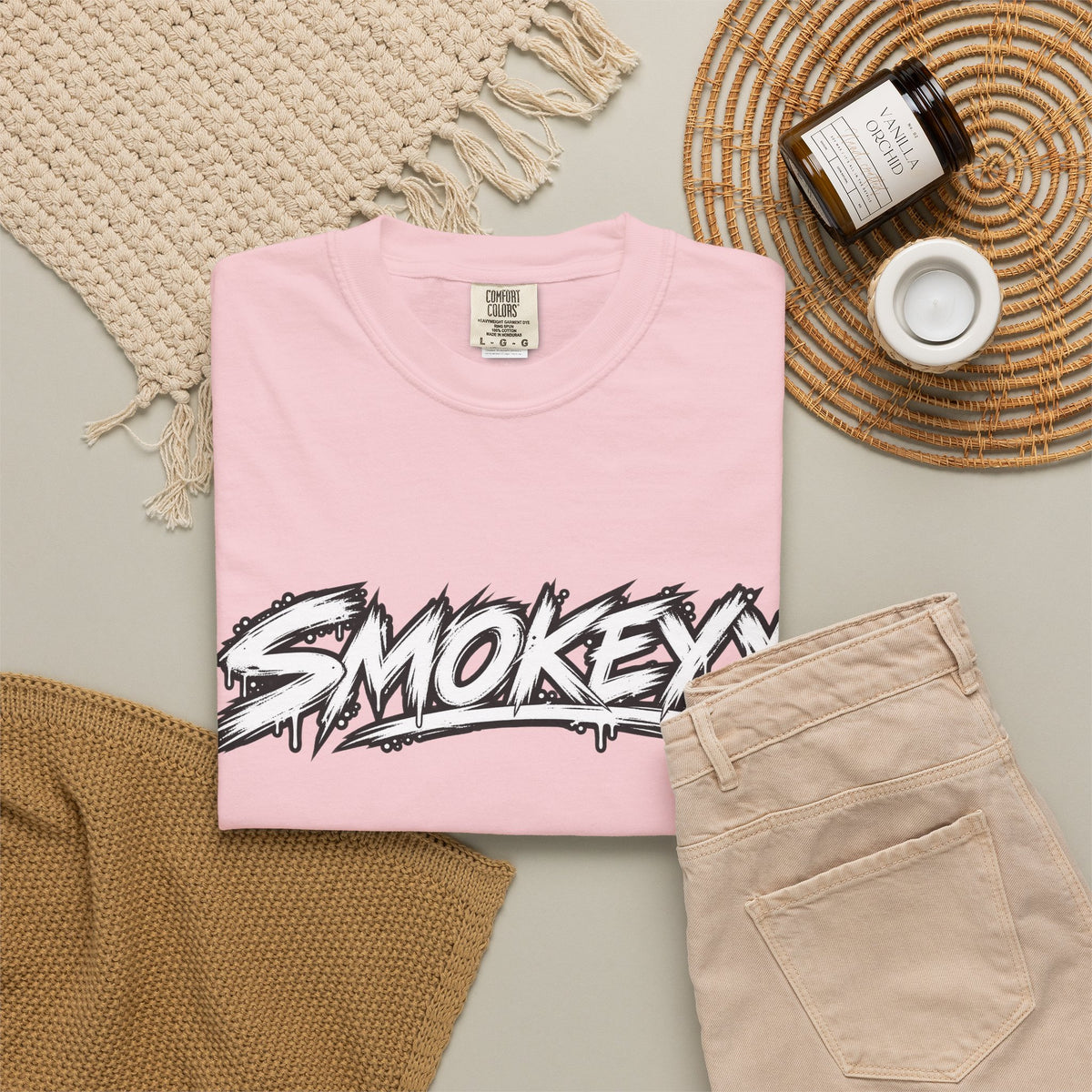 Graphic T-Shirt — "Smokeyy" with Back Text: "I Buried My Silence, My Voice Lined to Tell the Story" Inspiring Graphic