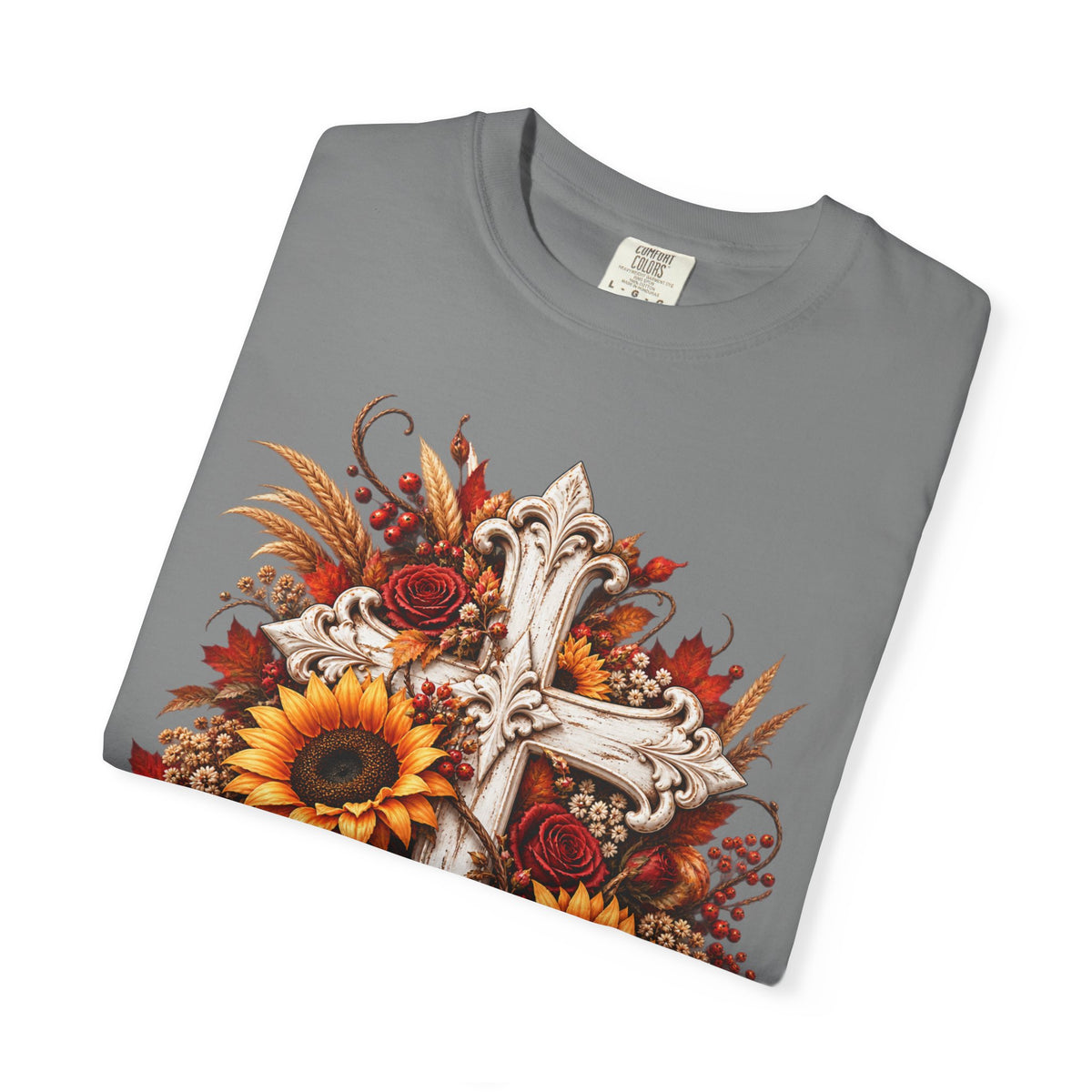 Autumn Harvest Cross and Sunflower T-Shirt