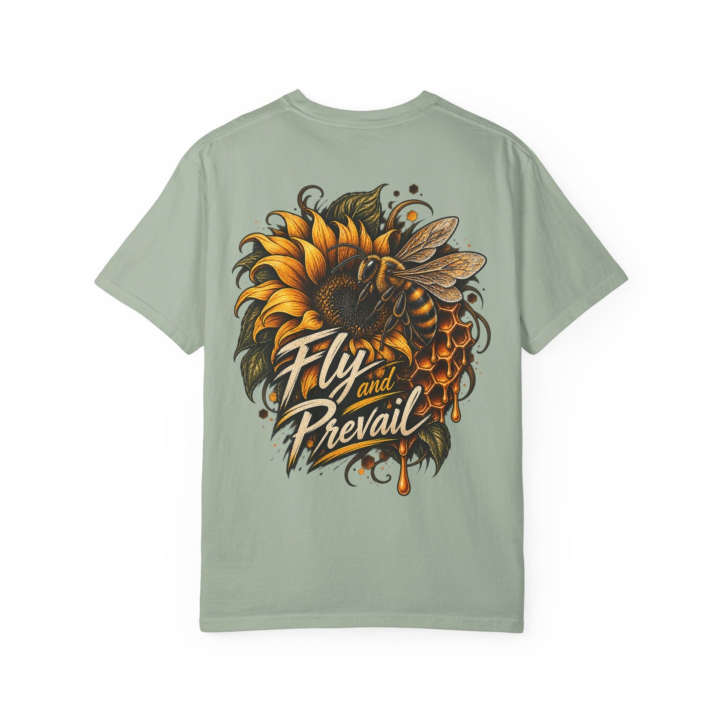 Fly and Prevail Graphic T-Shirt — Sunflower & Bee Illustration