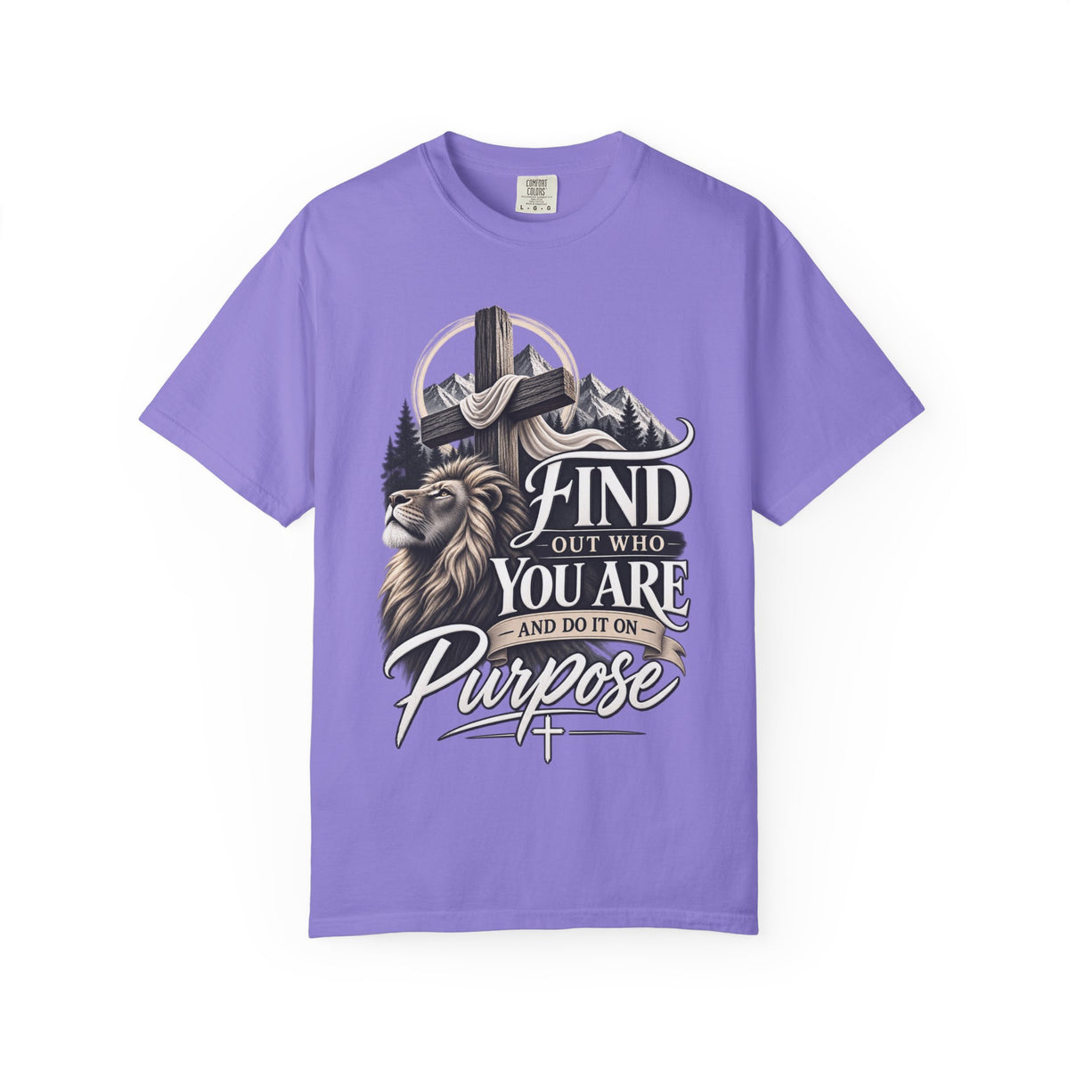 Find Out Who You Are Purpose T-Shirt — Inspirational Christian Mountain & Cross Tee