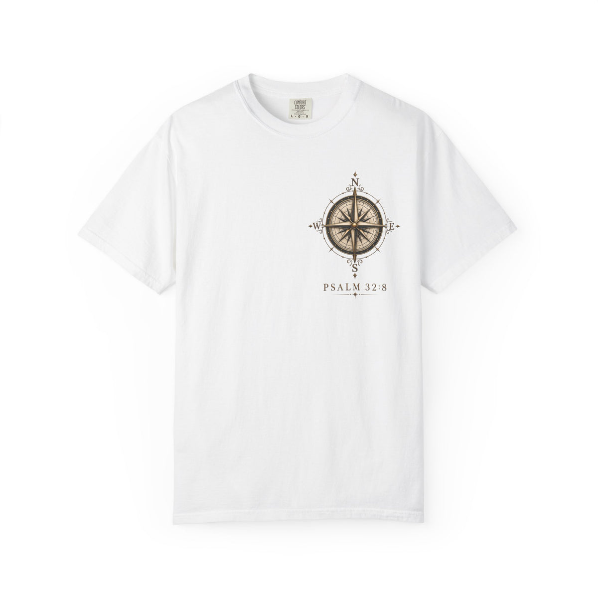 Psalm 23 Compass T-Shirt — "He Will Show The Way" Scenic Graphic Tee