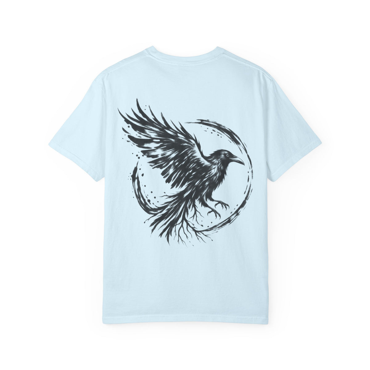 Black Raven Illustration T-shirt | Ink Circle Back Print