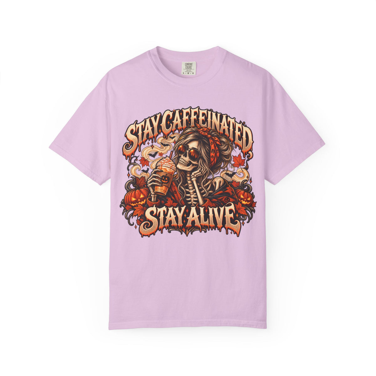 Stay Caffeinated Stay Alive Hers T-Shirt — Skeleton Coffee Graphic Tee