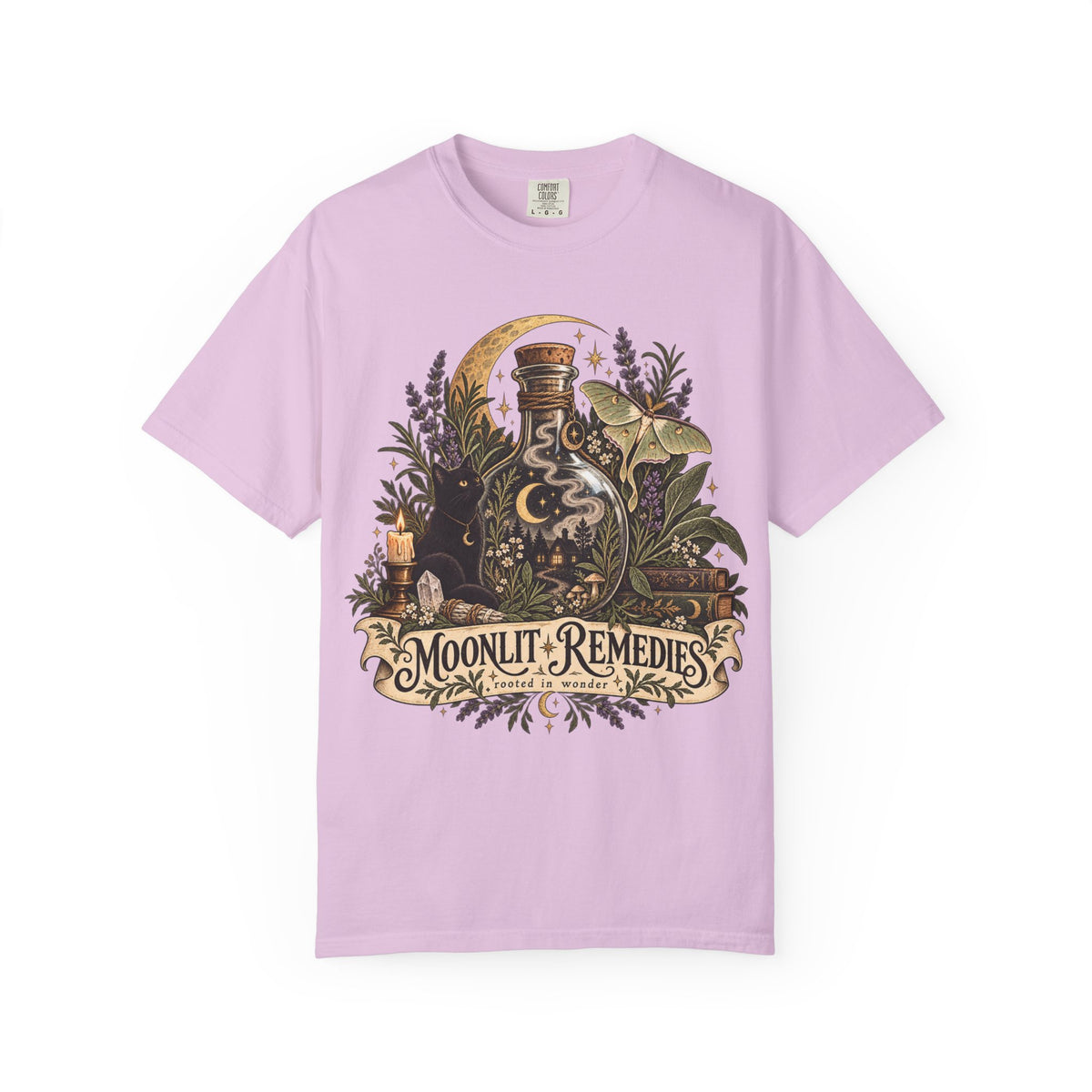 Moonlit Remedies T-Shirt — Vintage Apothecary Potion Graphic Tee
