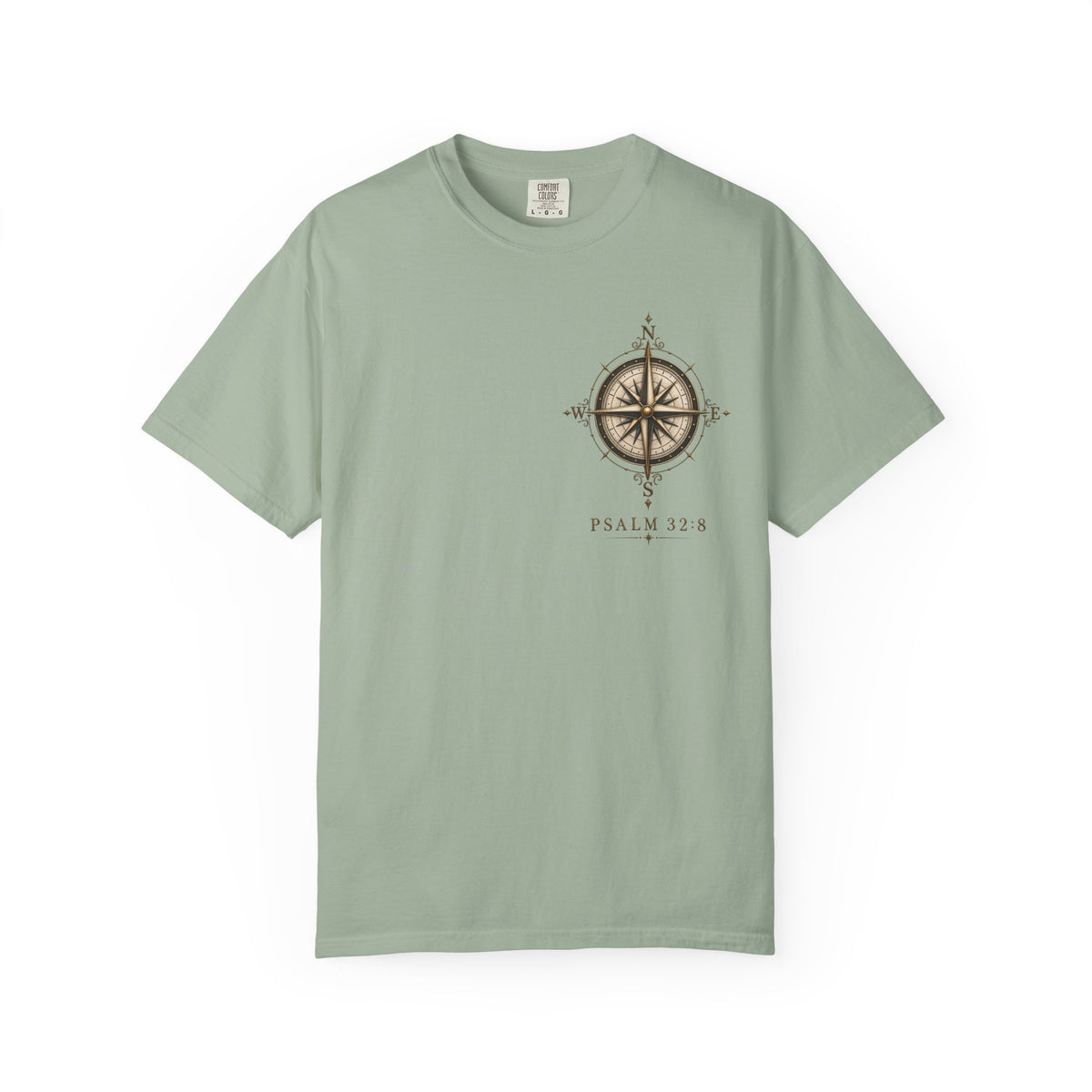 Psalm 23 Compass T-Shirt — "He Will Show The Way" Scenic Graphic Tee