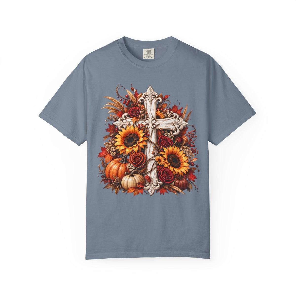 Autumn Harvest Cross and Sunflower T-Shirt