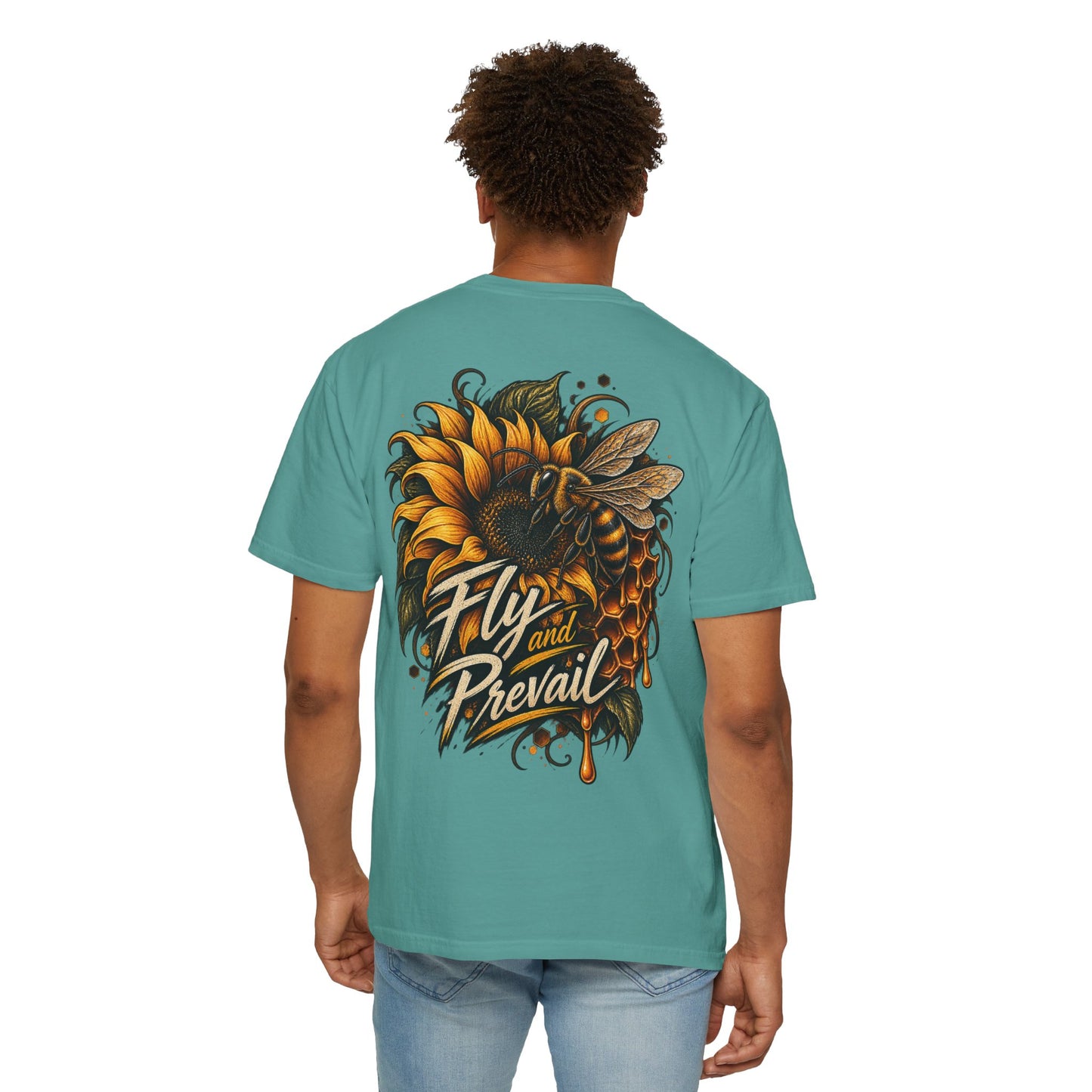 Fly and Prevail Graphic T-Shirt — Sunflower & Bee Illustration