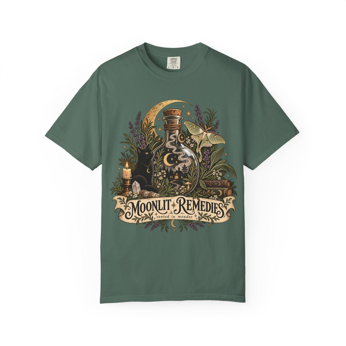 Moonlit Remedies T-Shirt — Vintage Apothecary Potion Graphic Tee