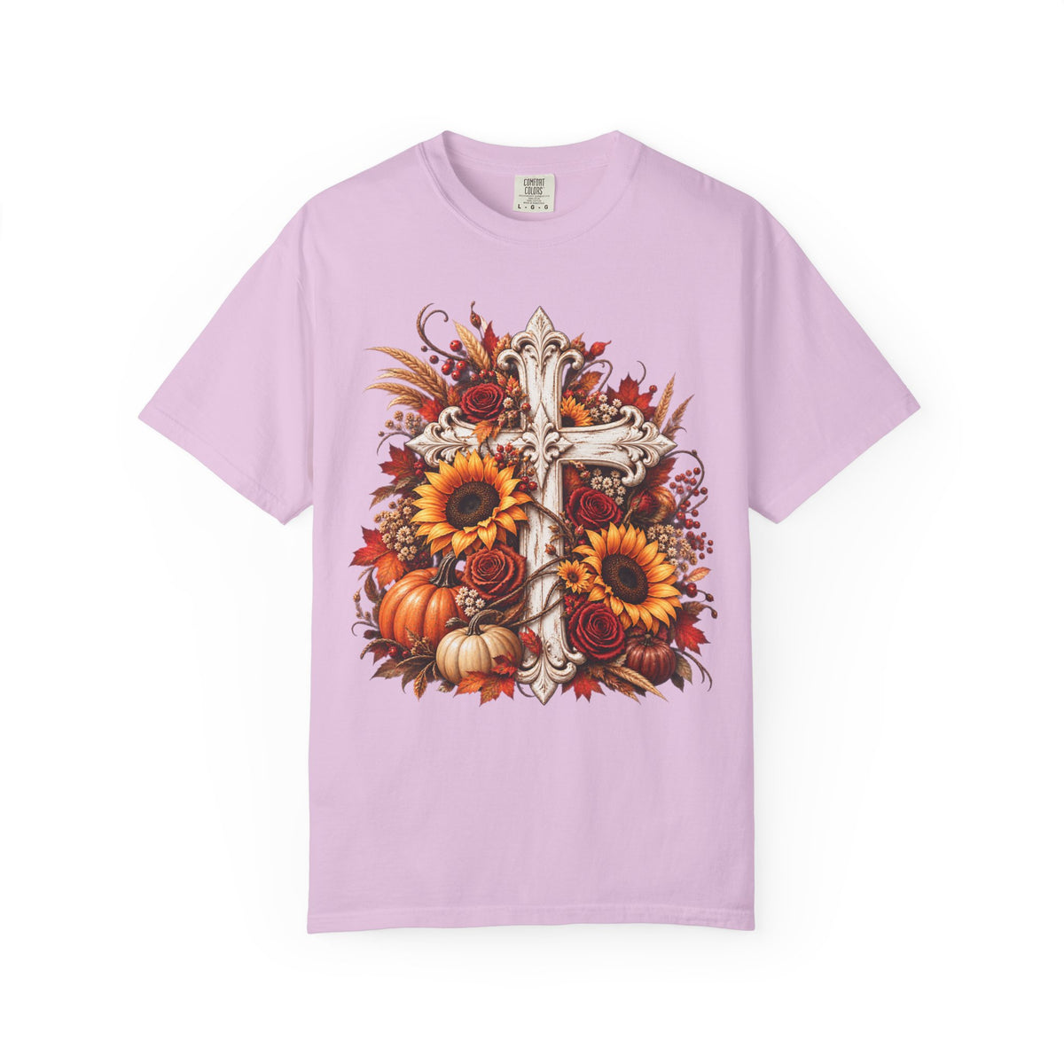 Autumn Harvest Cross and Sunflower T-Shirt