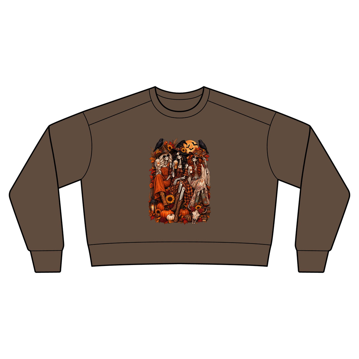 Vintage Halloween Skeletons Witches and Pumpkins Sweatshirt | Crewneck