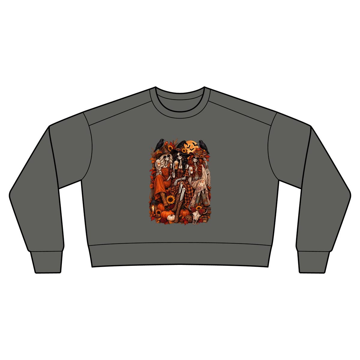 Vintage Halloween Skeletons Witches and Pumpkins Sweatshirt | Crewneck