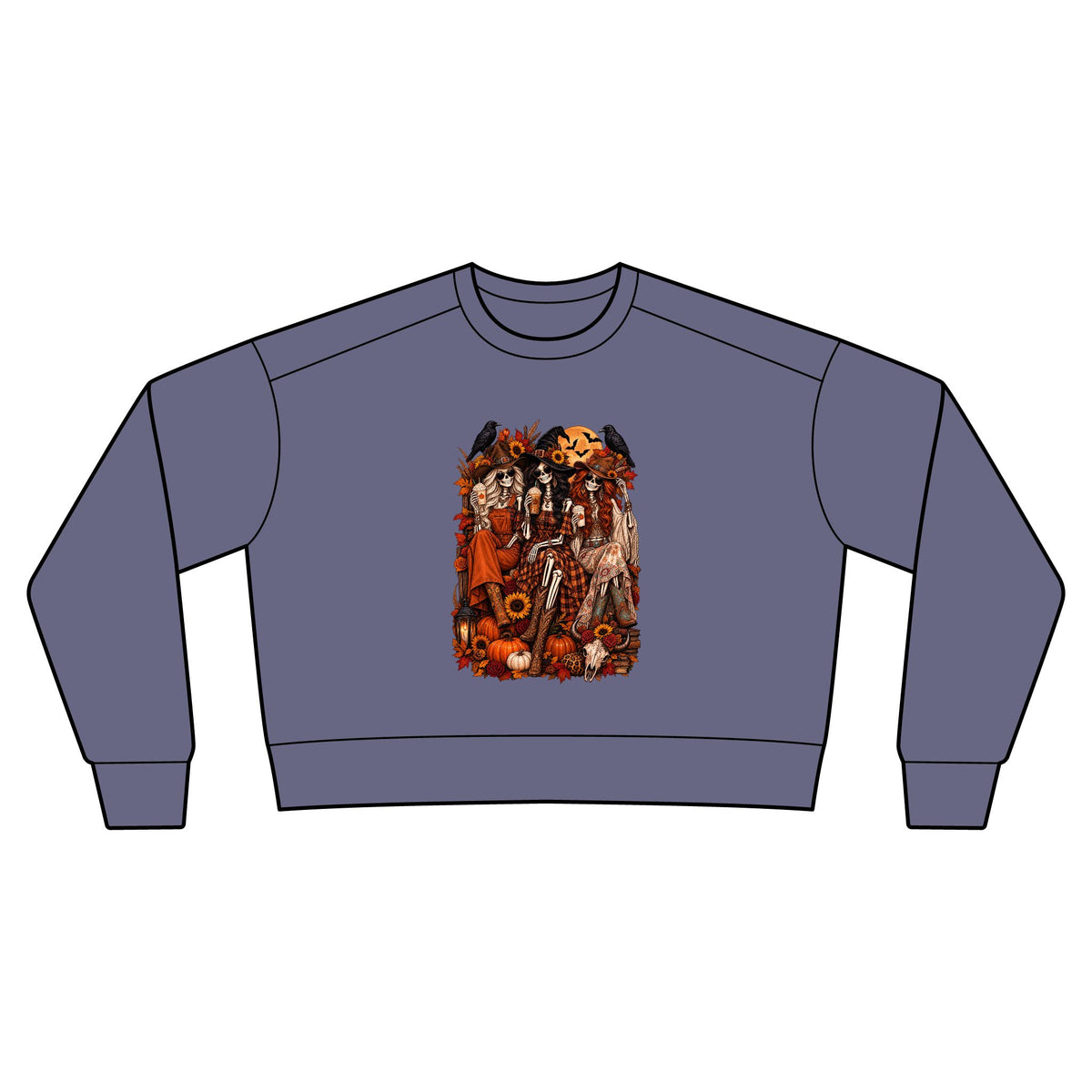 Vintage Halloween Skeletons Witches and Pumpkins Sweatshirt | Crewneck