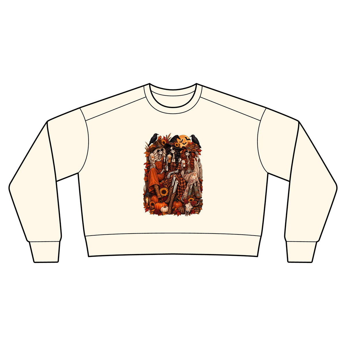 Vintage Halloween Skeletons Witches and Pumpkins Sweatshirt | Crewneck