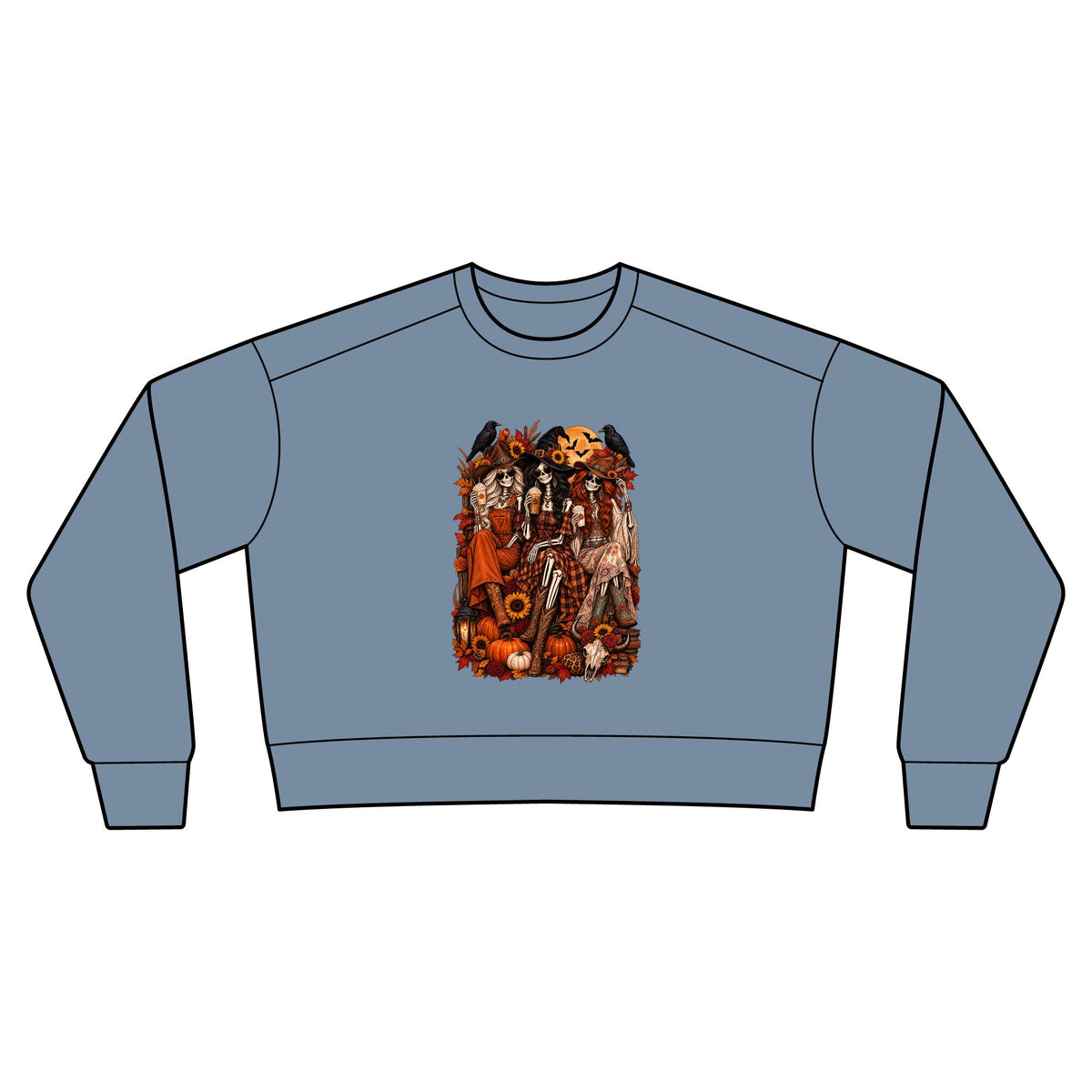 Vintage Halloween Skeletons Witches and Pumpkins Sweatshirt | Crewneck