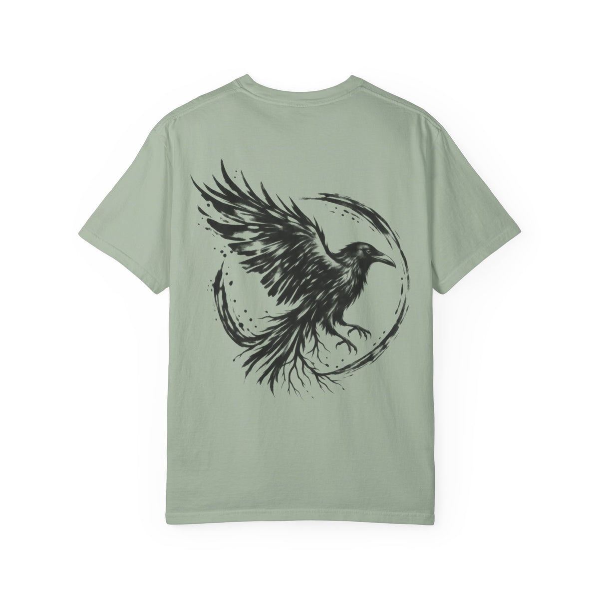Black Raven Illustration T-shirt | Ink Circle Back Print