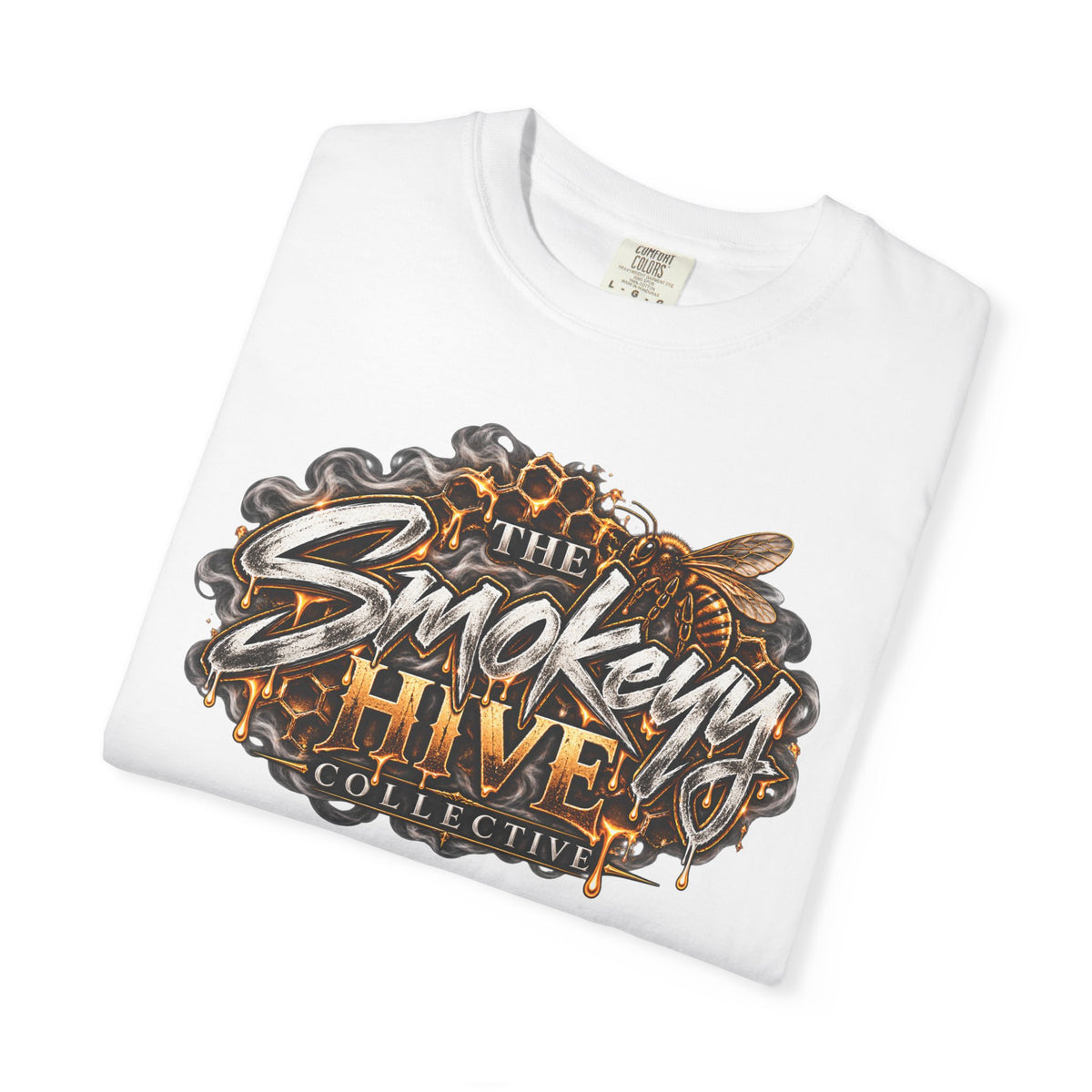 The Smokey's Hive Graphic T-Shirt Collab— Bee & Honeycomb Logo Tee