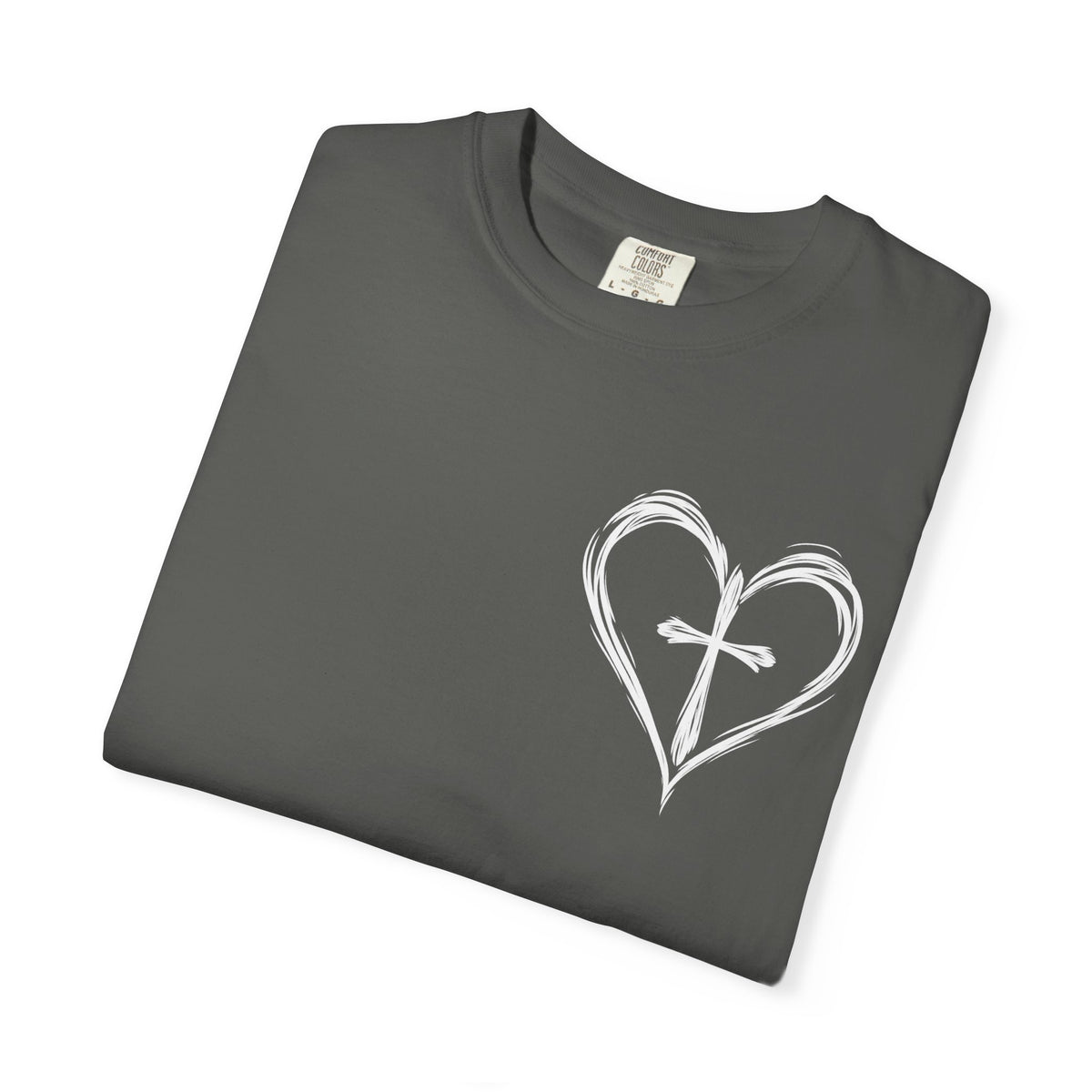 Cross Heart T-Shirt — Brushstroke Cross Graphic Christian Tee