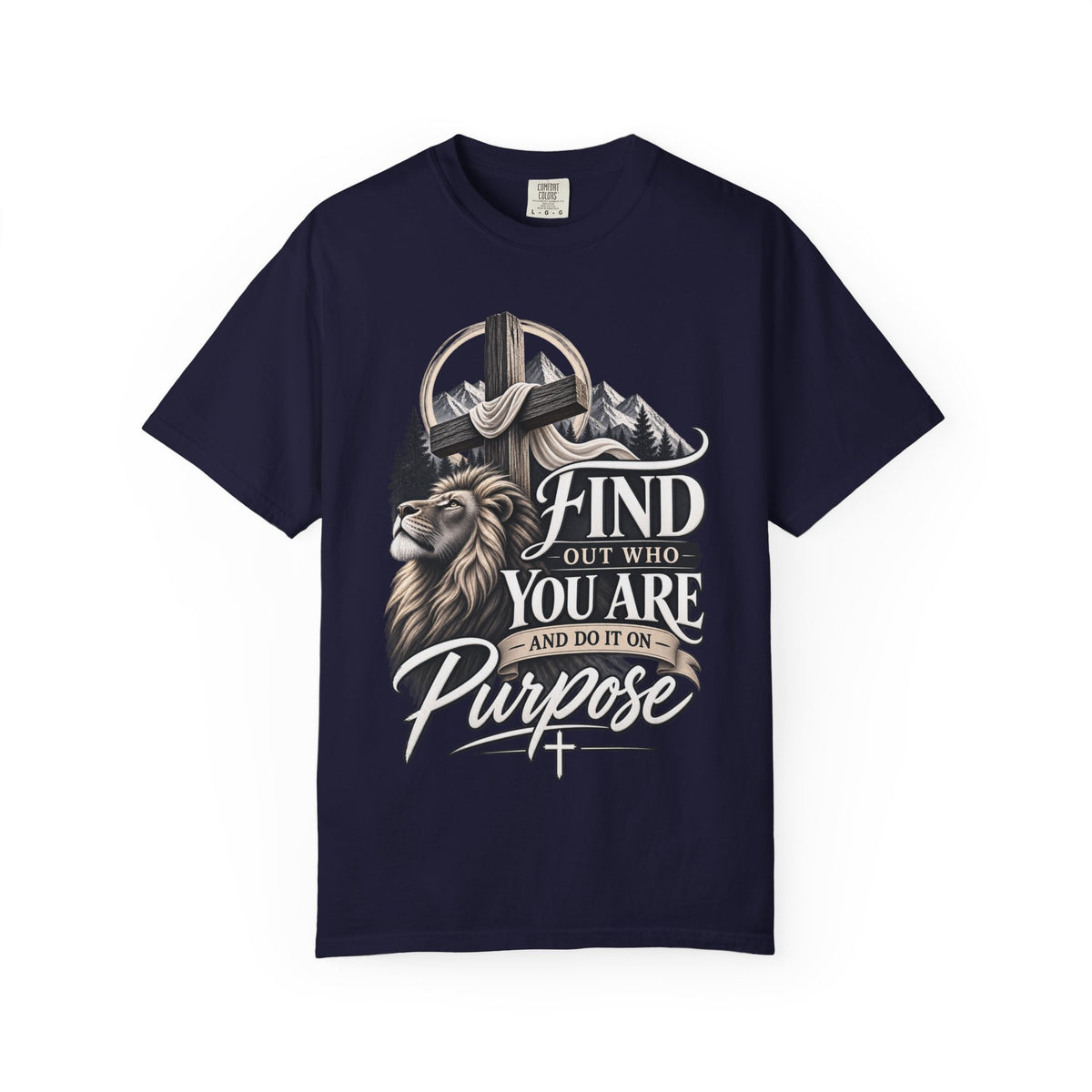 Find Out Who You Are Purpose T-Shirt — Inspirational Christian Mountain & Cross Tee