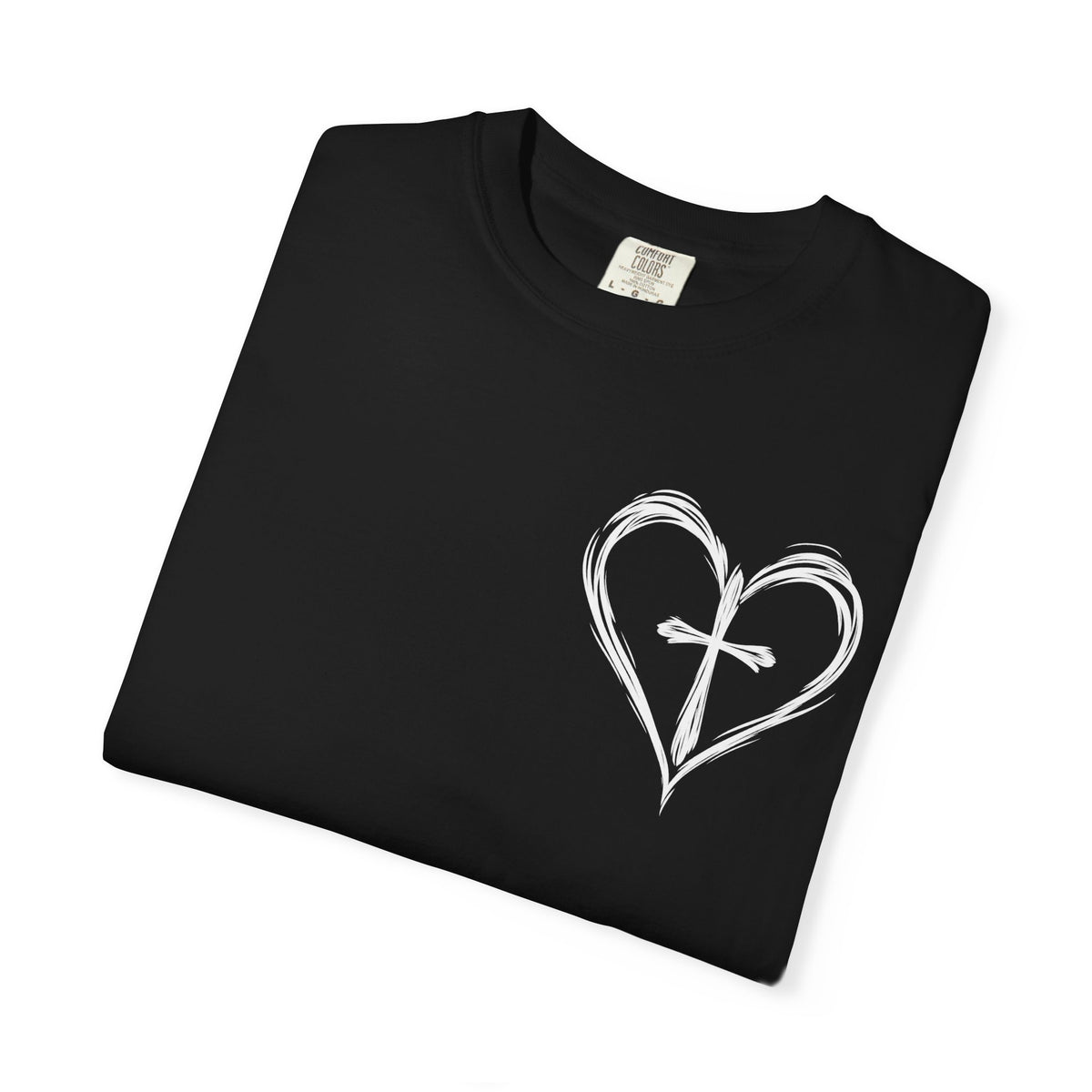 Cross Heart T-Shirt — Brushstroke Cross Graphic Christian Tee