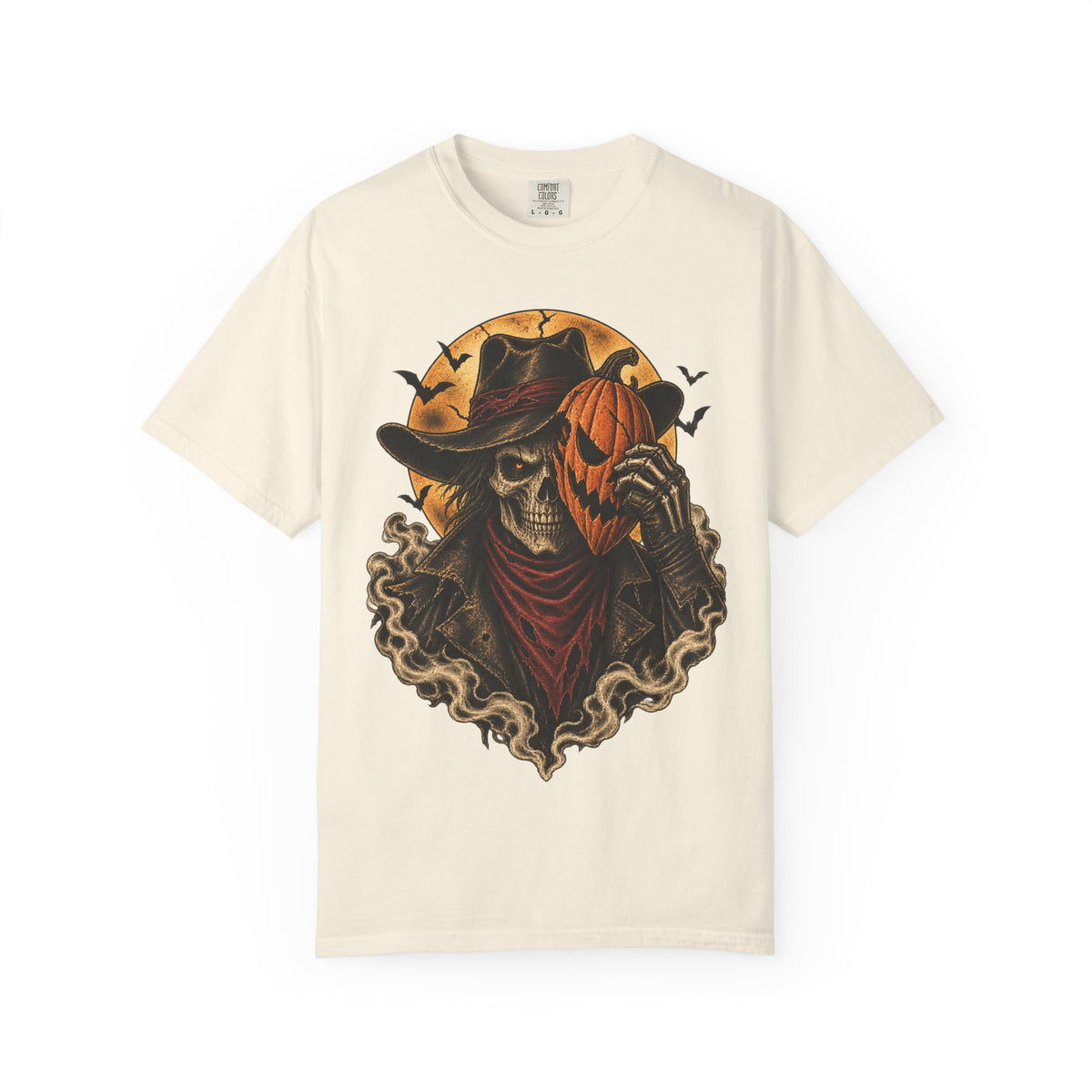 Skeleton Cowboy with Pumpkin Mask T-shirt | Halloween Western Skull Tee
