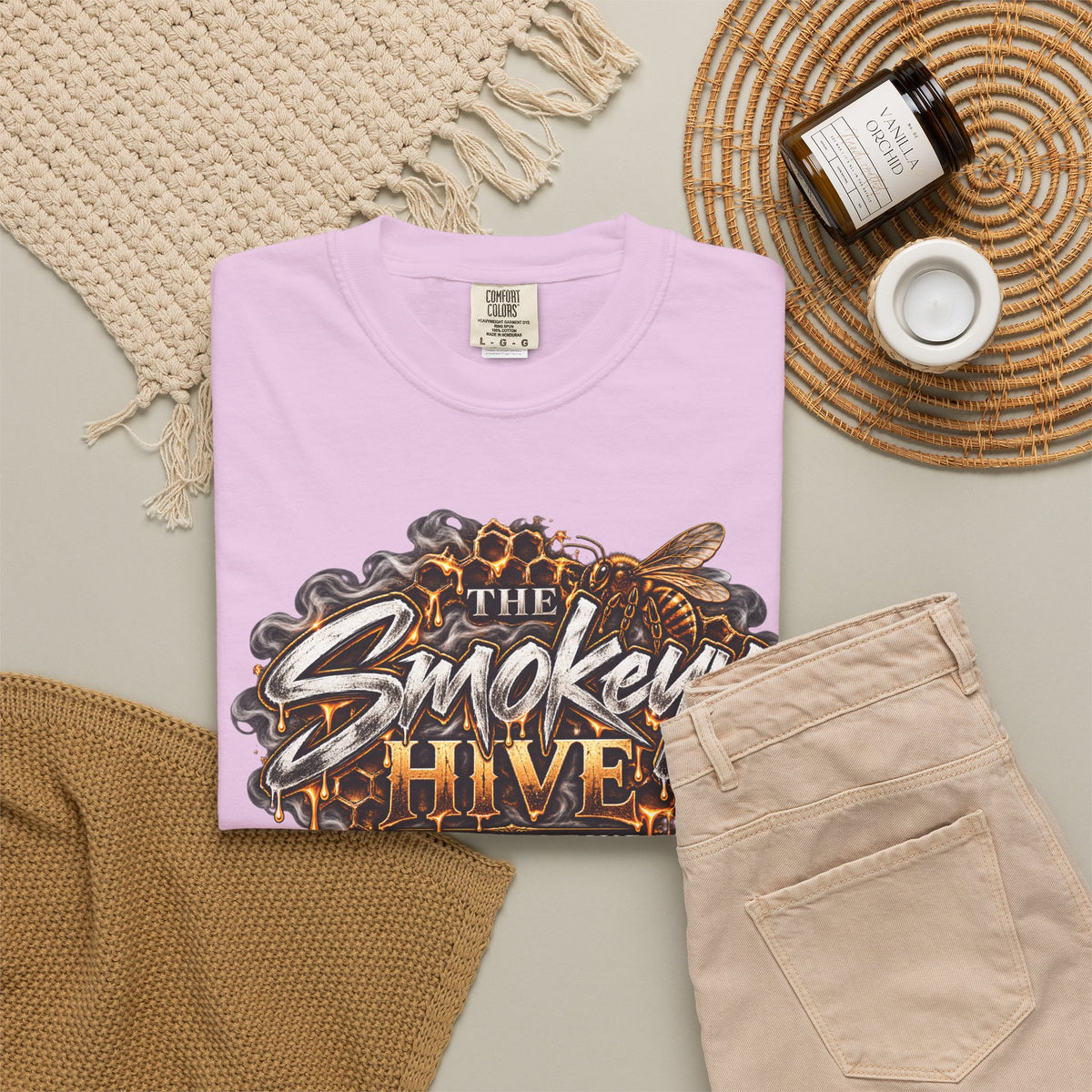 The Smokey's Hive Graphic T-Shirt Collab— Bee & Honeycomb Logo Tee