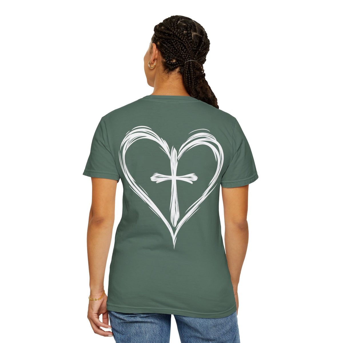 Cross Heart T-Shirt — Brushstroke Cross Graphic Christian Tee