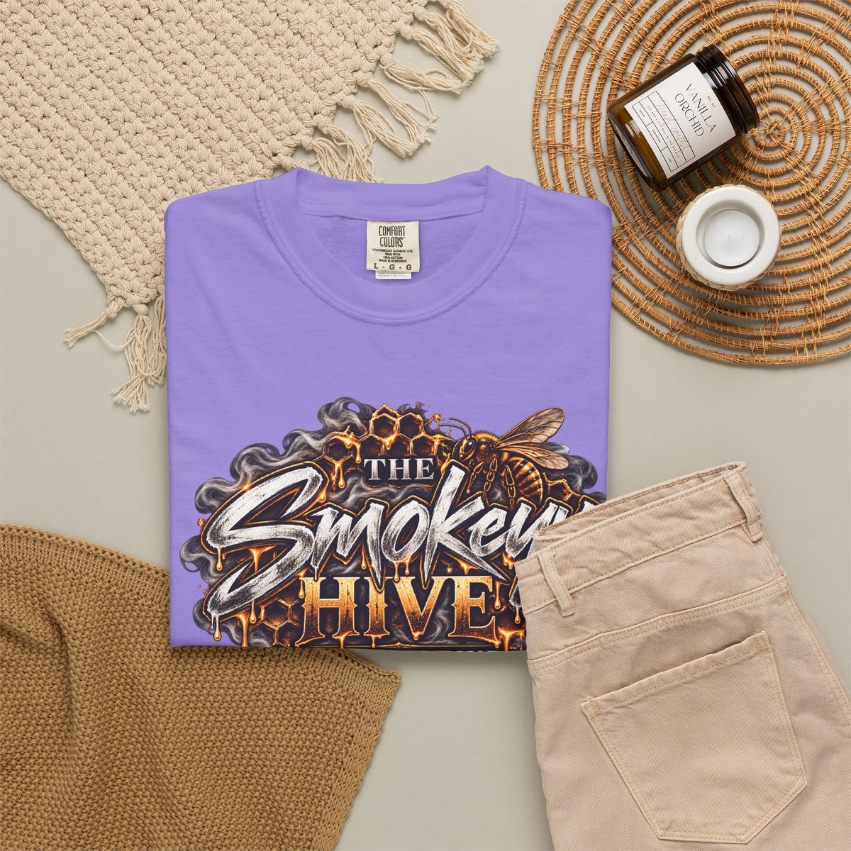 The Smokey's Hive Graphic T-Shirt Collab— Bee & Honeycomb Logo Tee