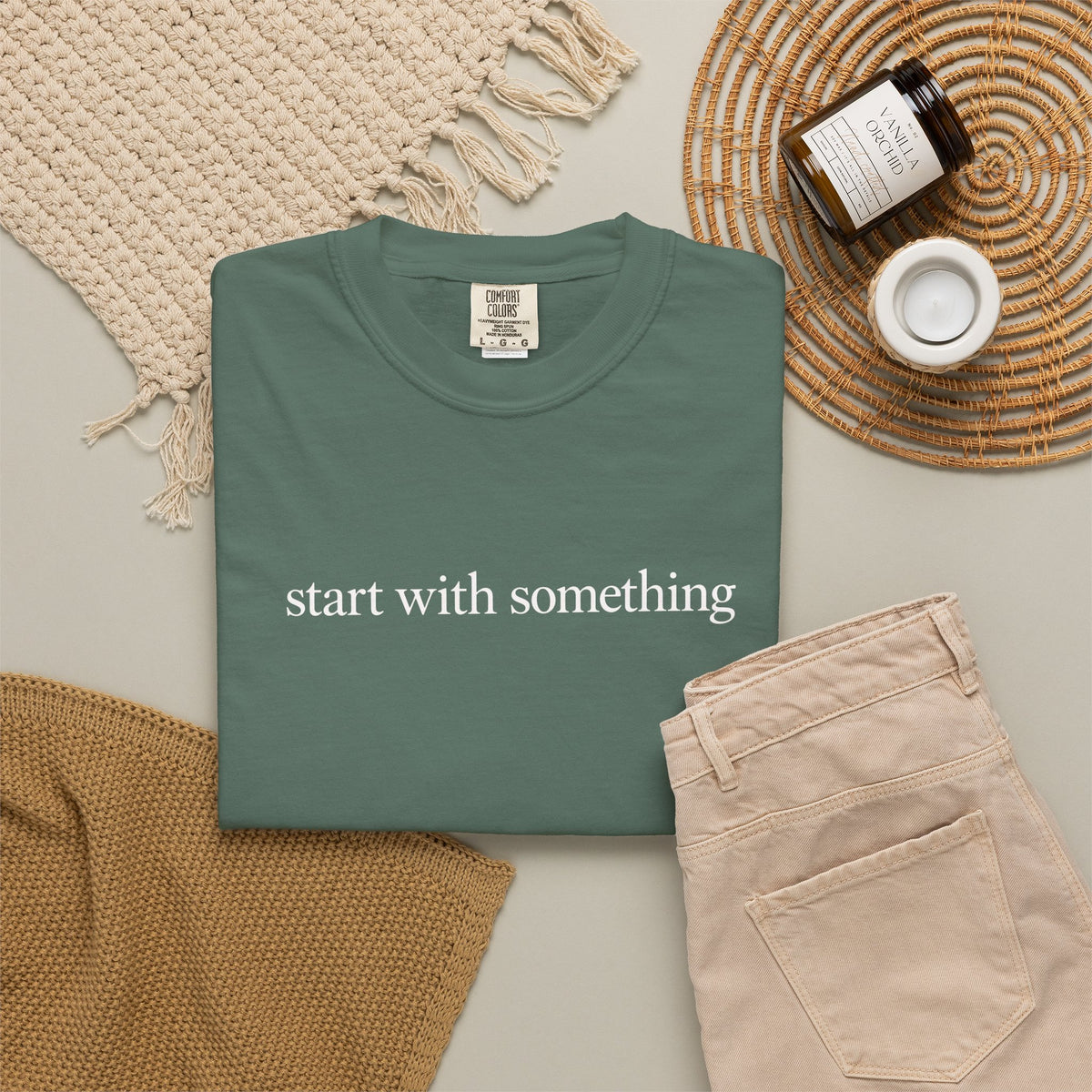 Start With Something T-Shirt — Inspirational 'The Struggle...developing the strength' Garment-Dyed Tee