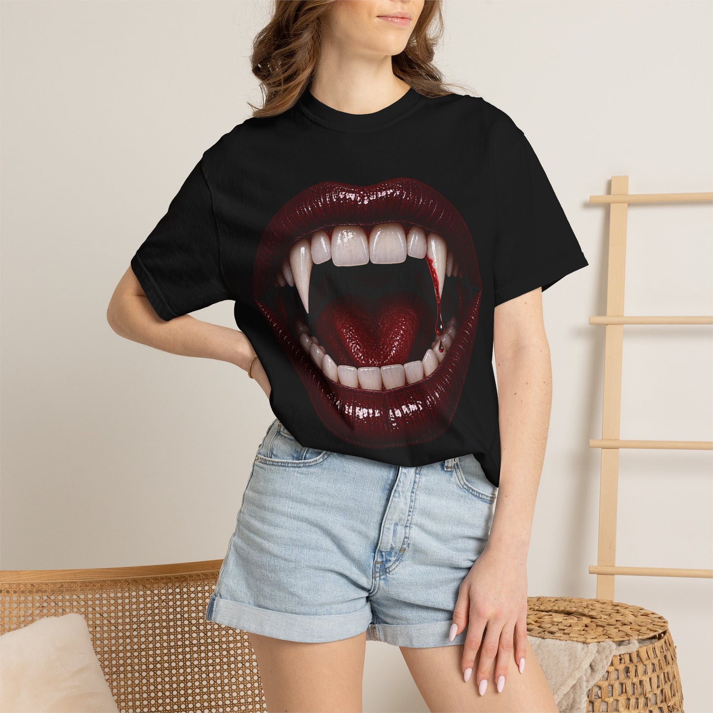 Vampire Fangs Graphic T-Shirt — Gothic Vampire Mouth Tee