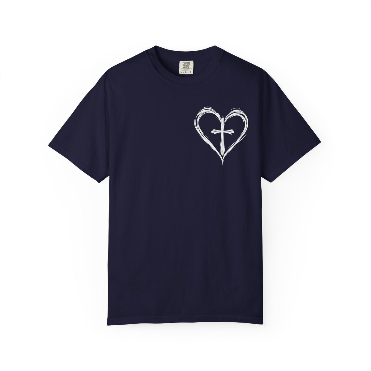Cross Heart T-Shirt — Brushstroke Cross Graphic Christian Tee