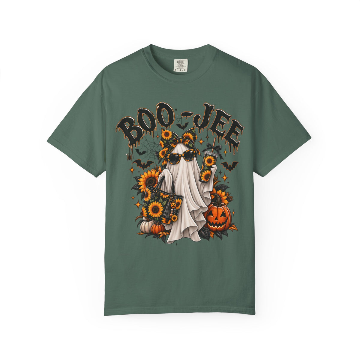 Halloween 'Boo-Jee' Ghost Tee — Pumpkin & Sunflower Spooky Graphic T-Shirt