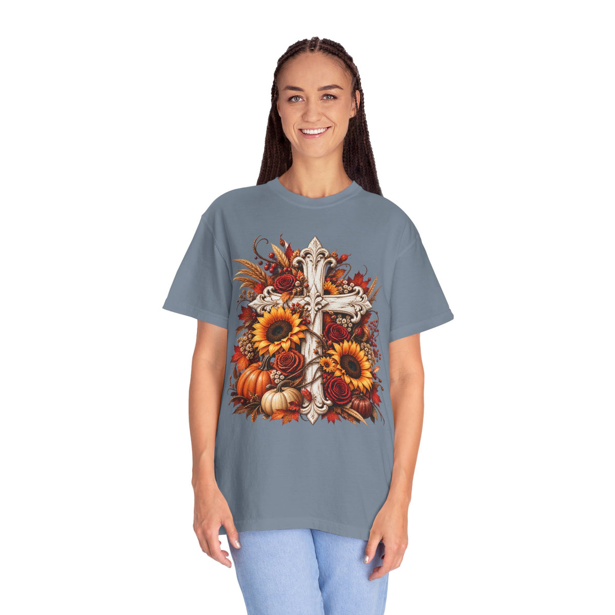 Autumn Harvest Cross and Sunflower T-Shirt