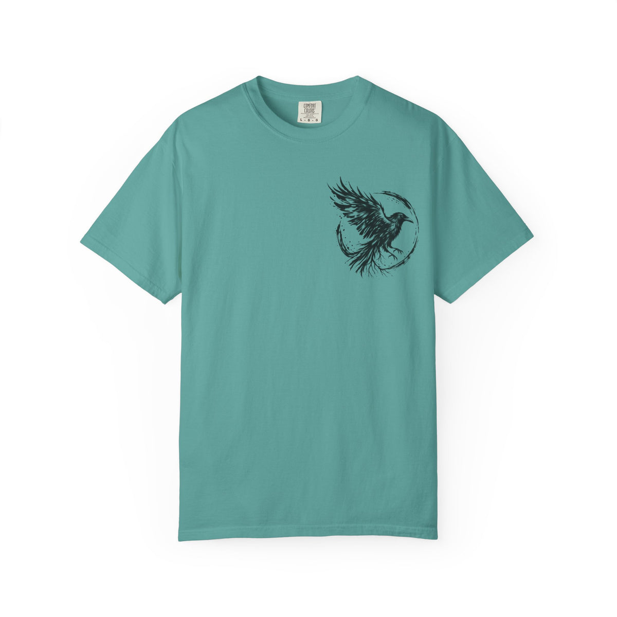 Black Raven Illustration T-shirt | Ink Circle Back Print
