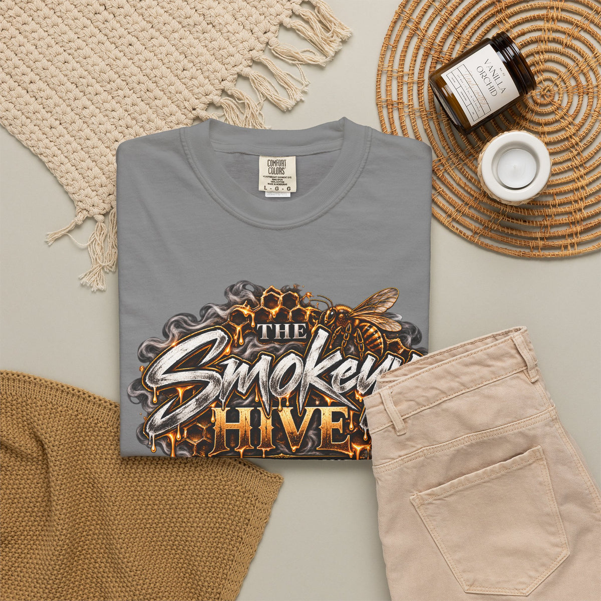 The Smokey's Hive Graphic T-Shirt Collab— Bee & Honeycomb Logo Tee