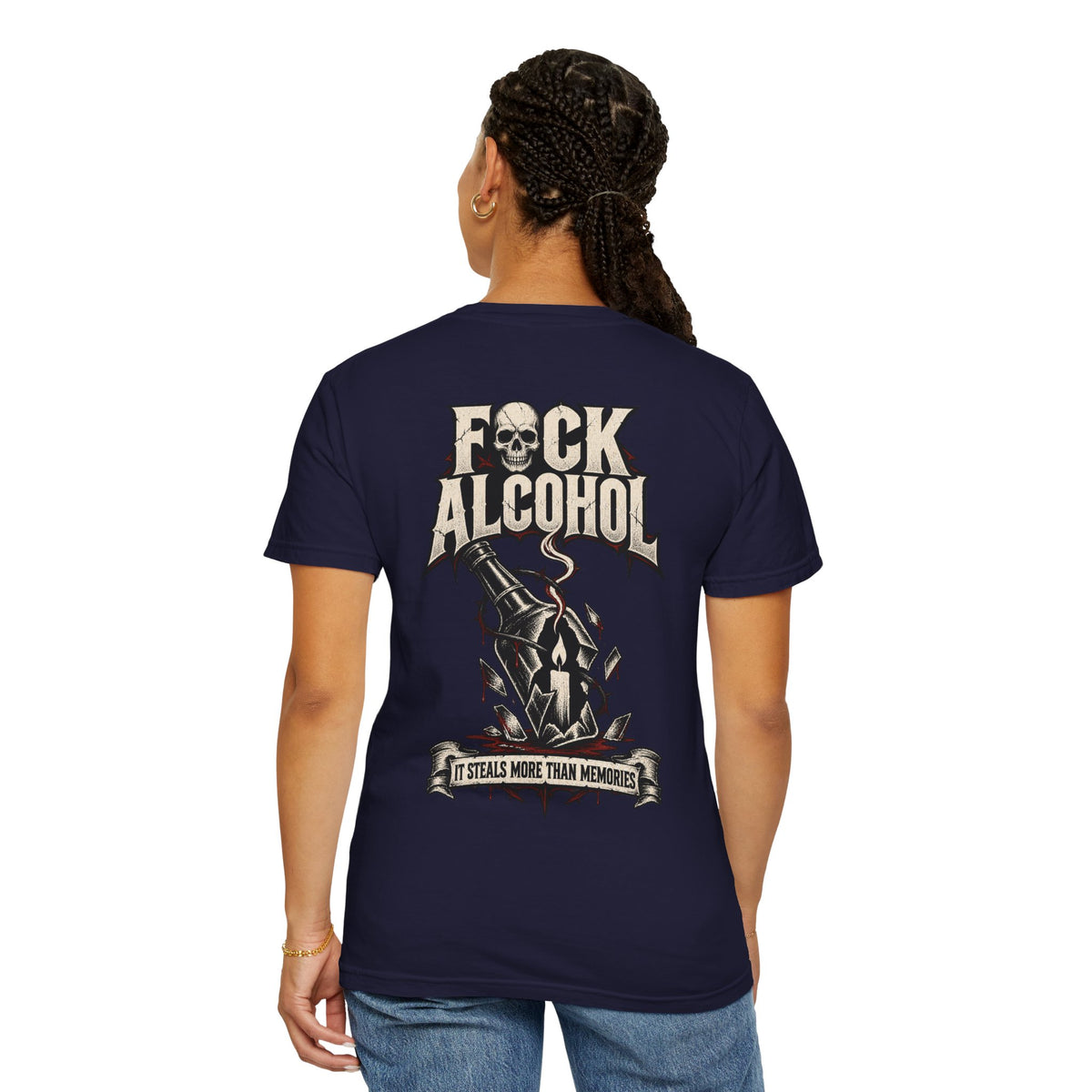 F*ck Alcohol graphic T-Shirt | Broken Bottle illustration