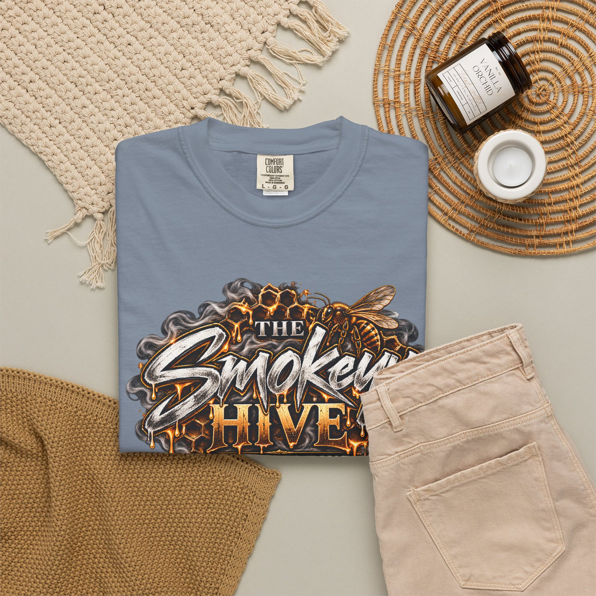 The Smokey's Hive Graphic T-Shirt Collab— Bee & Honeycomb Logo Tee