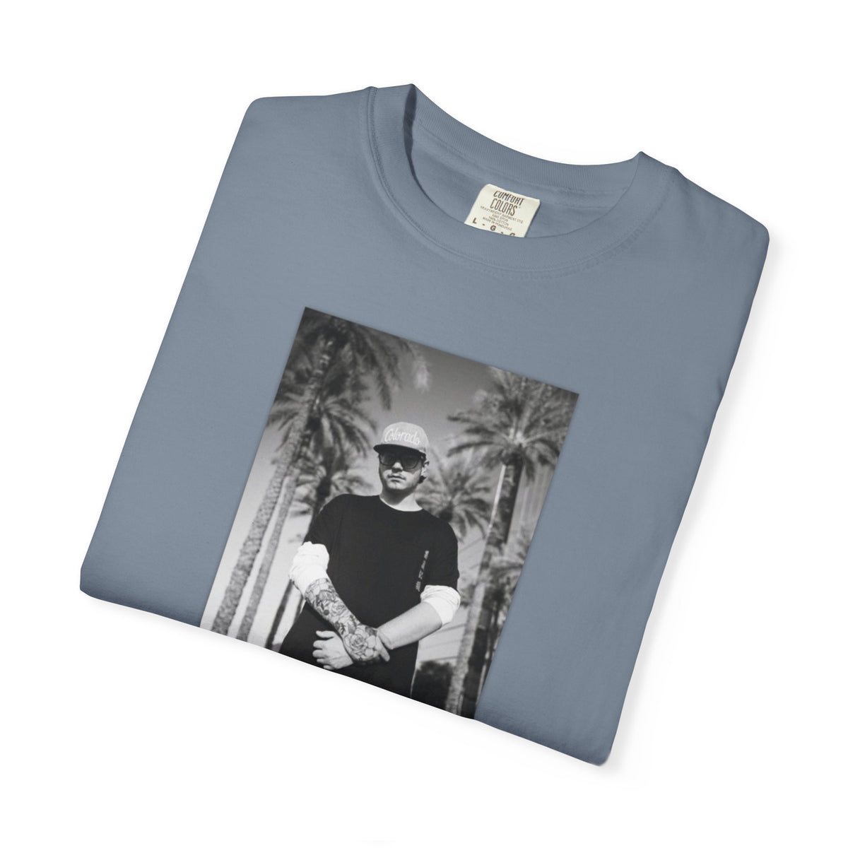 Graphic T‑Shirt — Black & White Palm Photo Tee