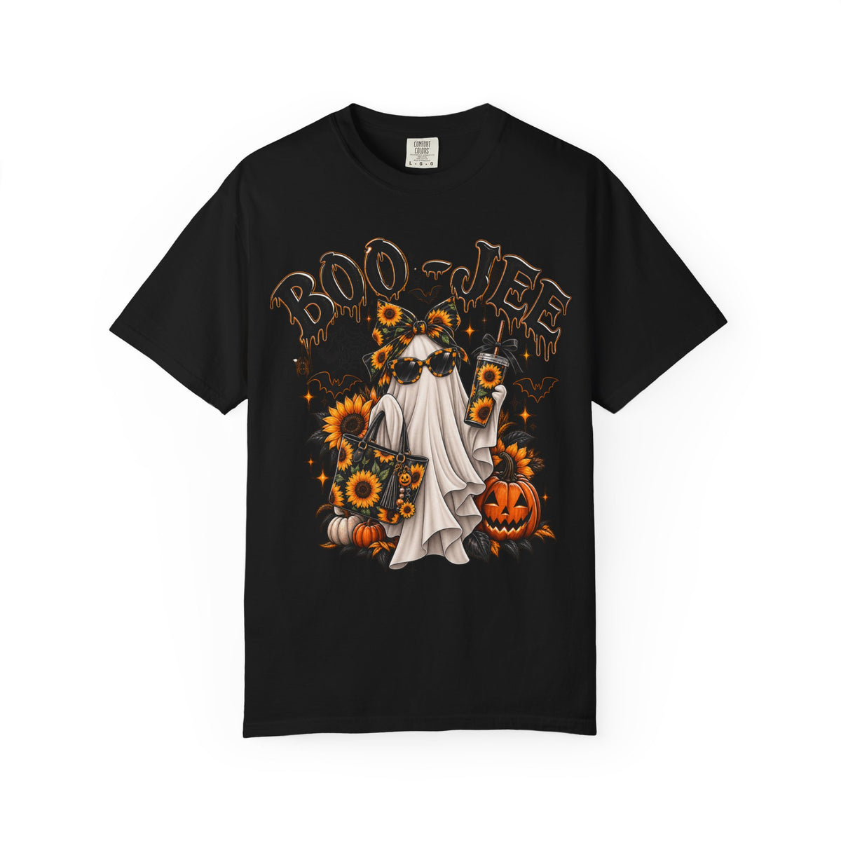 Halloween 'Boo-Jee' Ghost Tee — Pumpkin & Sunflower Spooky Graphic T-Shirt