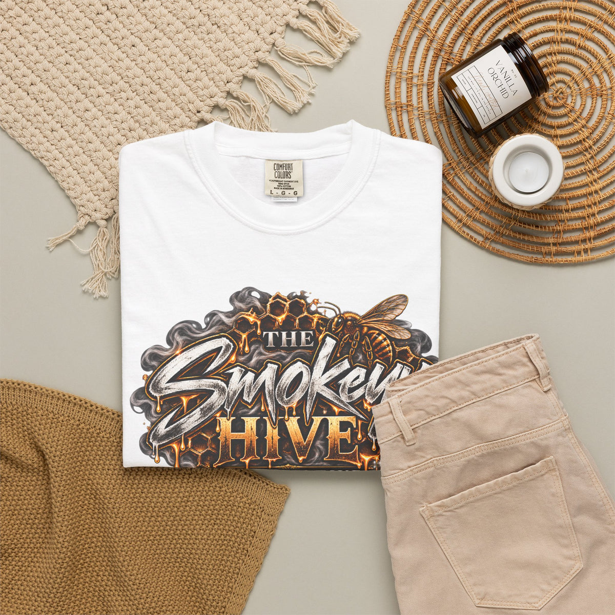 The Smokey's Hive Graphic T-Shirt Collab— Bee & Honeycomb Logo Tee