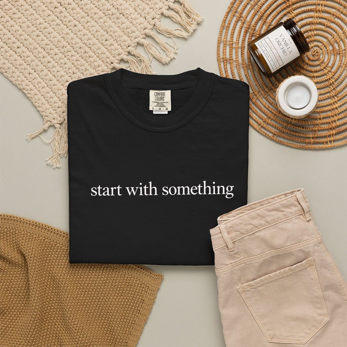 Start With Something T-Shirt — Inspirational 'The Struggle...developing the strength' Garment-Dyed Tee