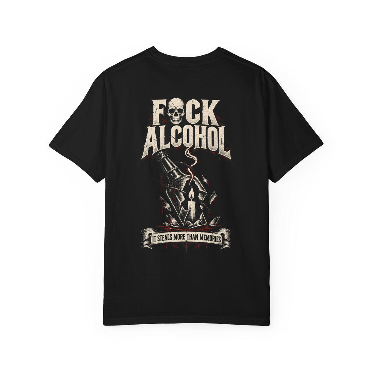 F*ck Alcohol graphic T-Shirt | Broken Bottle illustration