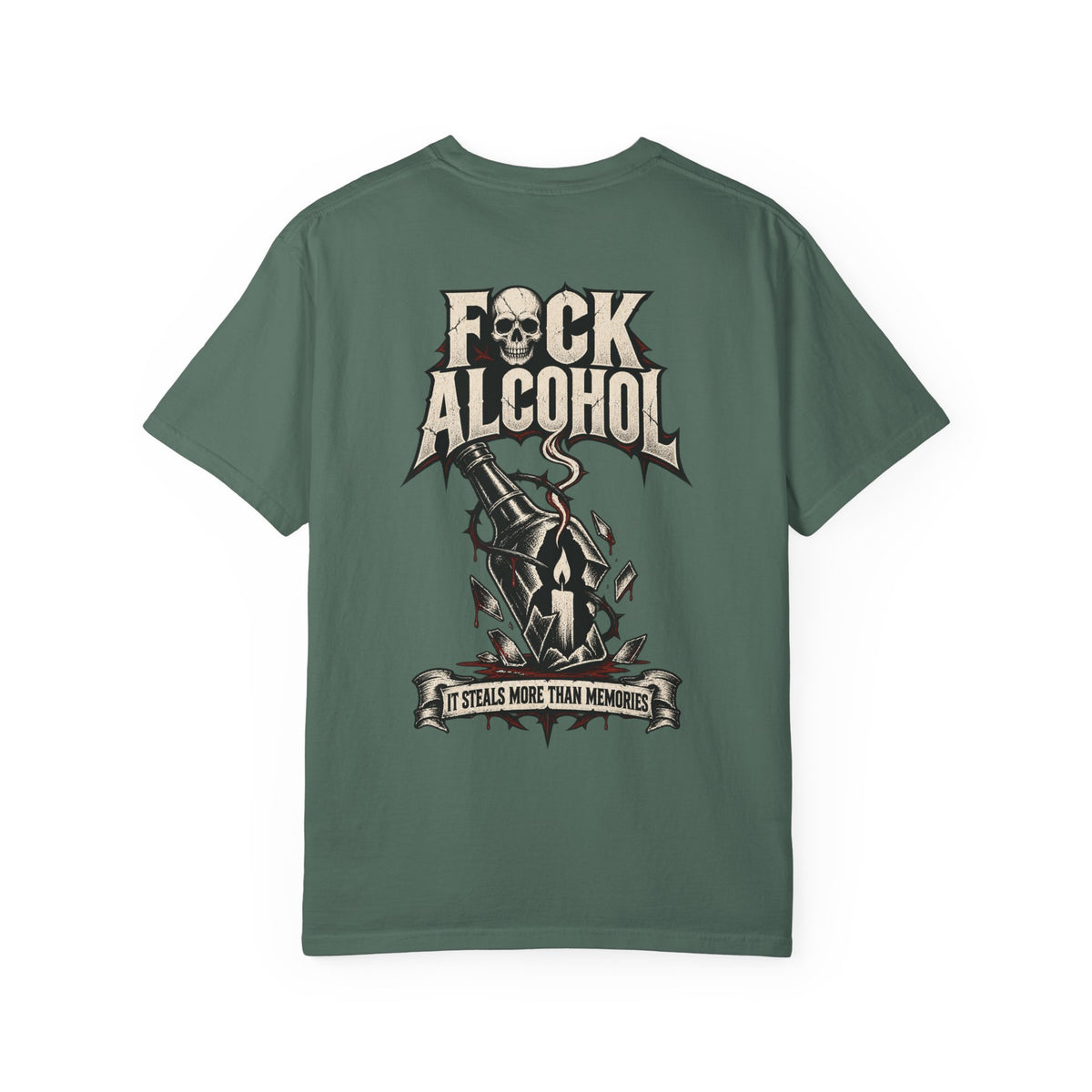 F*ck Alcohol graphic T-Shirt | Broken Bottle illustration